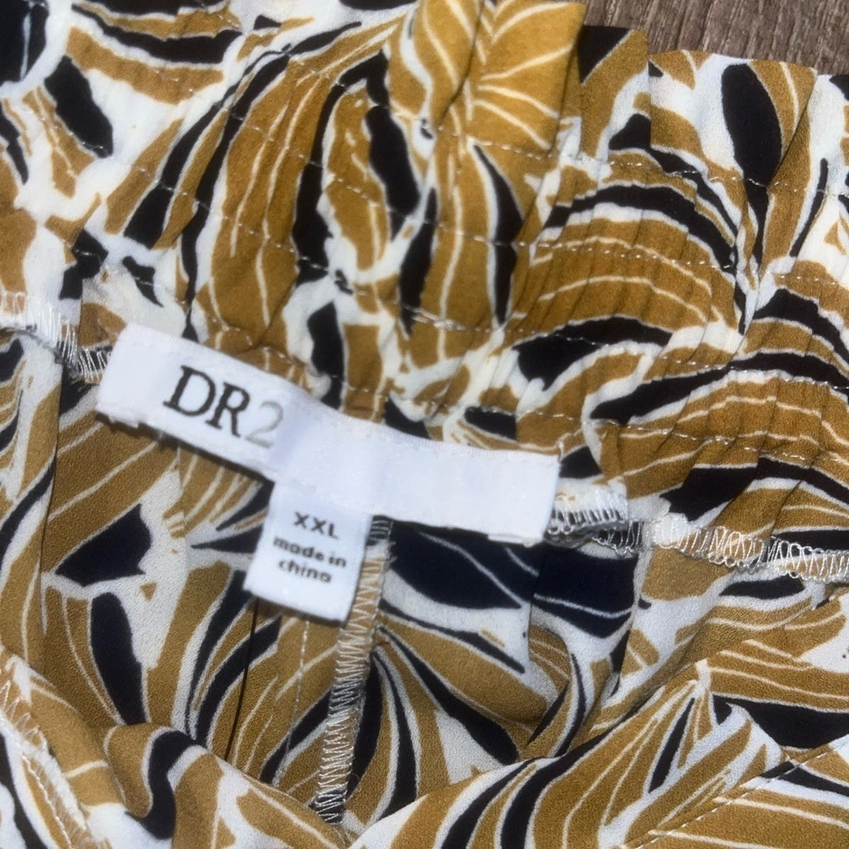 DR2 High Waist Leaf Print Shorts - Tan and Black 2XL