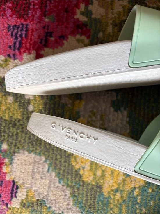 Givenchy Mint Green and White Men’s Slide Sandals 7.5