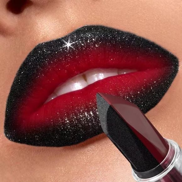 NIB 2 Tone Lipstick Matte Black Red