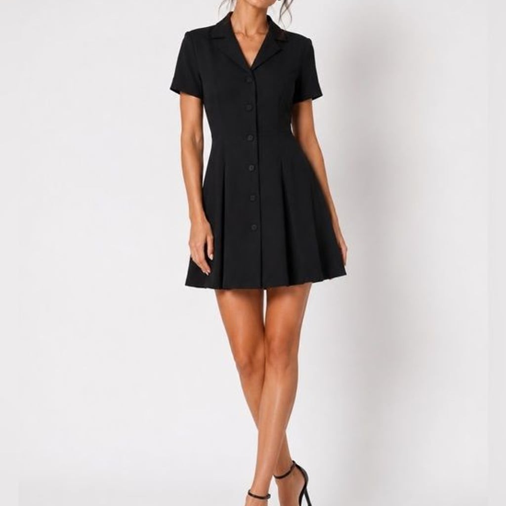 Warren Petites Chic Black Button-Up Mini Dress Sz 4