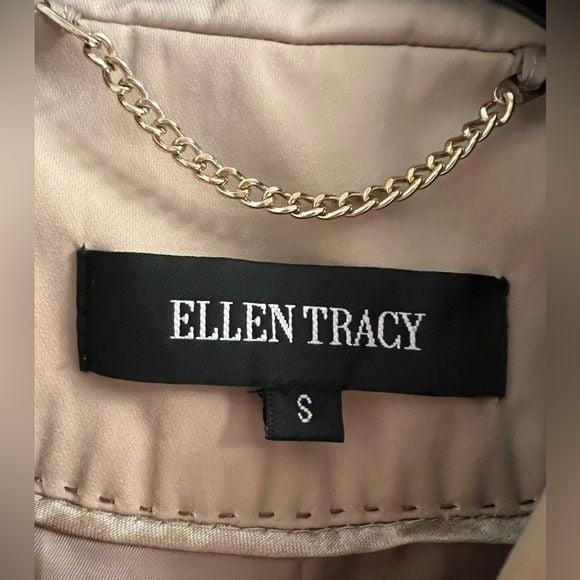 ELLEN TRACY Shirt Khaki Belted Hooded Trench Coat Sz Small