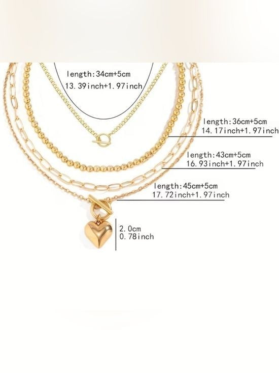 Gold Layered Heart Toggle Necklace - Women Jewelry