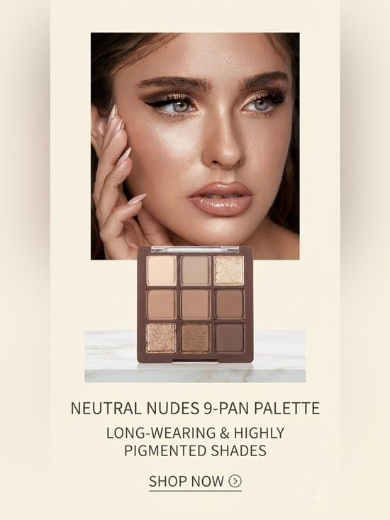 9-Color Neutral Eyeshadow Palette — Warm Nude Shades