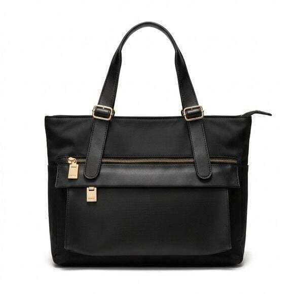 LJS Collection Elegant Shoulder Bag Tote Black Gold Carry On 17x12”