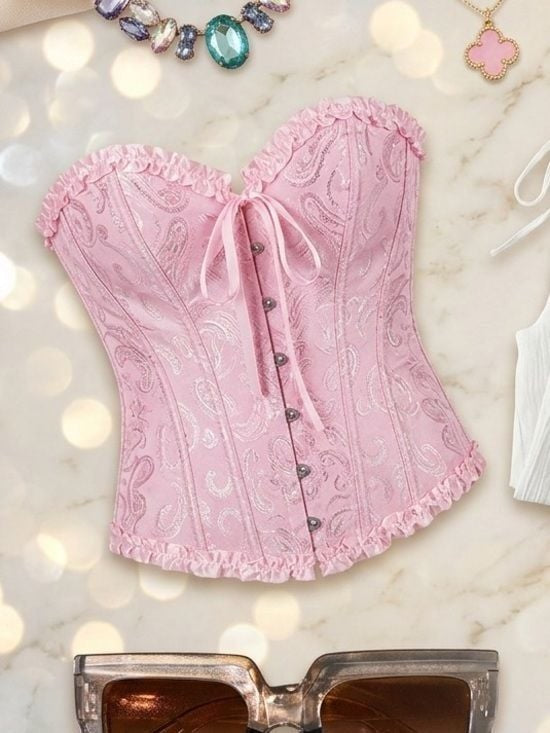 Stunning Pink Ruffle Corset - Waist Training & Shapewear Sz Small Adjustable