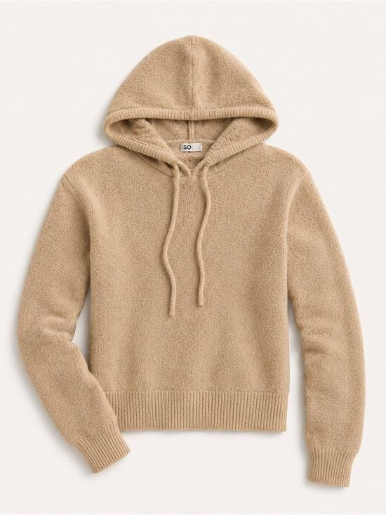 Plush Knit Hoodie Sweater XL SO Beige Soft