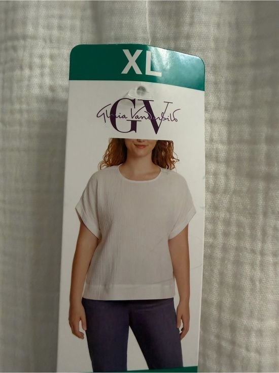 NWT Gloria Vanderbilt White Gauze Short-Sleeve Tunic XL Extra Large