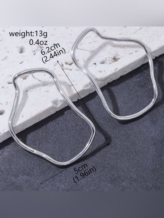Wavy Silver-Tone Sculptural Hoop Earrings
