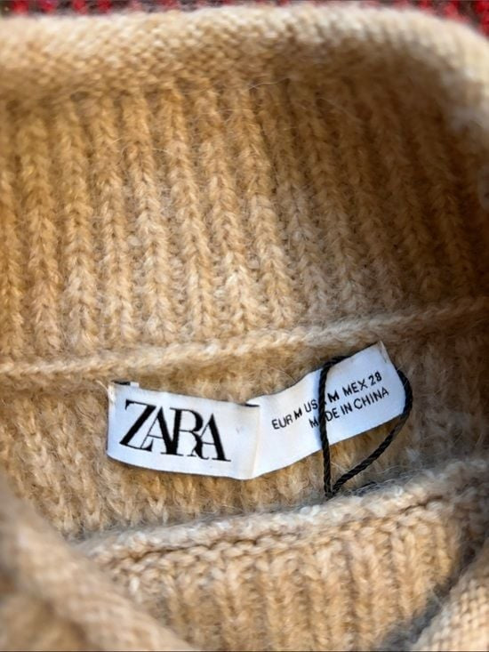 NWT ZARA Neutral Beige Ribbed Poncho Poncho Médium