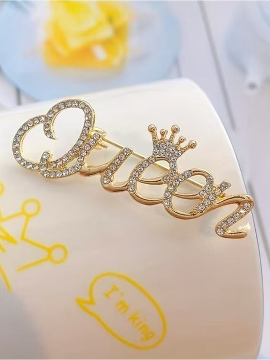 Luxury Brooch Pin - Queen Crystal Gold Tone