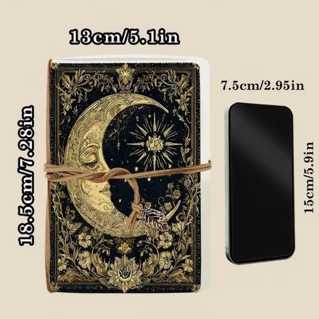 Celestial Moon Embossed Journal - Black & Gold