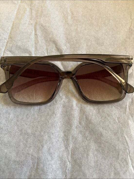 Unisex Brown Gradient Square Sunglasses for Men