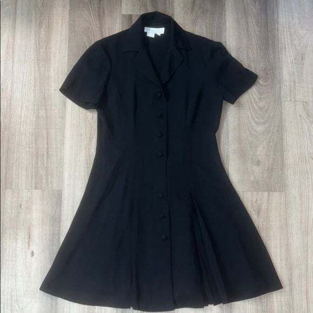 Warren Petites Chic Black Button-Up Mini Dress Sz 4