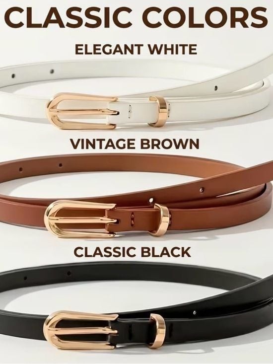 1 x Leather Waist Belt with Oval Buckle in Brown