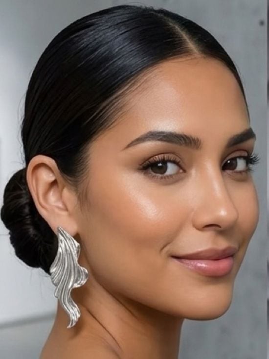 Contemporary Silver Flow Drop Earrings - Women Jewelry