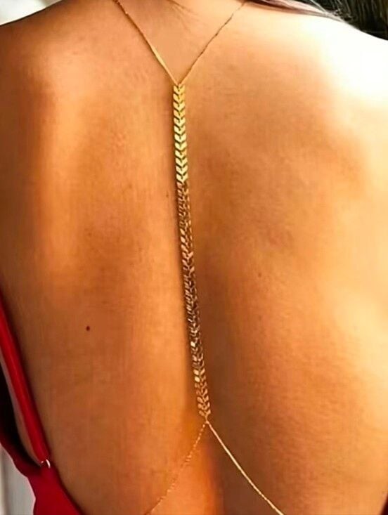 Gold Leaf Y-Chain Body Necklace - Elegant Women Jewelry
