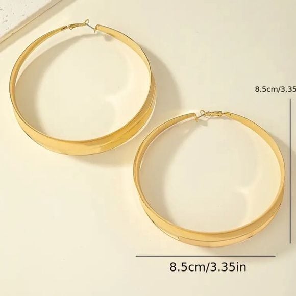 BOUTIQUE Gorgeous Large Gold Hoop Earrings 3.4”