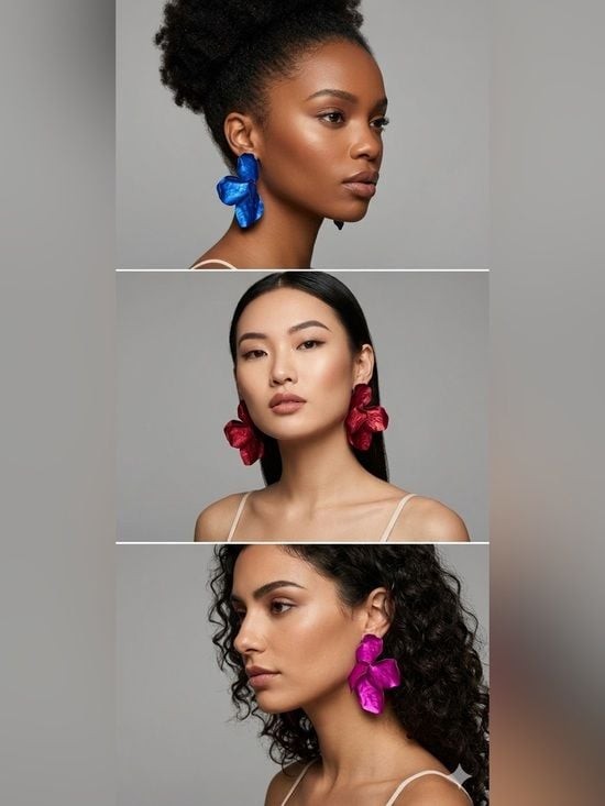 Handcrafted Red Petal Drop Earrings