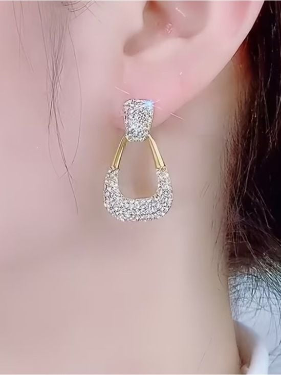 Gold Pavé Teardrop Hoop Earrings - Women Jewelry
