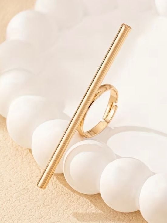 Minimalist Geometric Horizontal Bar Statement Ring