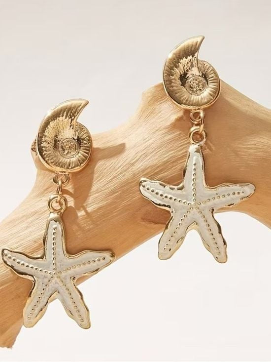 Gold Starfish Drop Earrings
