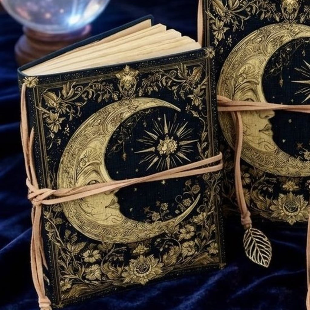 Celestial Moon Embossed Journal - Black & Gold