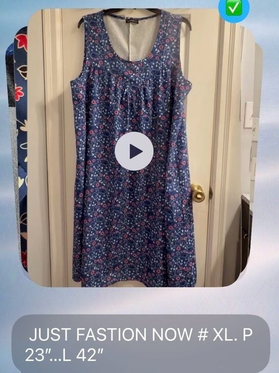 Just Now Fashion Blue Floral Scoop Neck Sleeveless Mini Dress XL