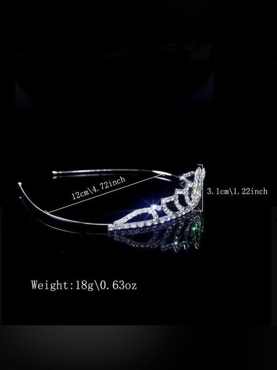 Crystal Accent Silver Tiara Headband - Elegant Bridal Hairpiece