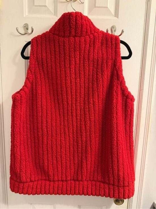 Red Plush Zip-Front Women's Sweater Vest XXL