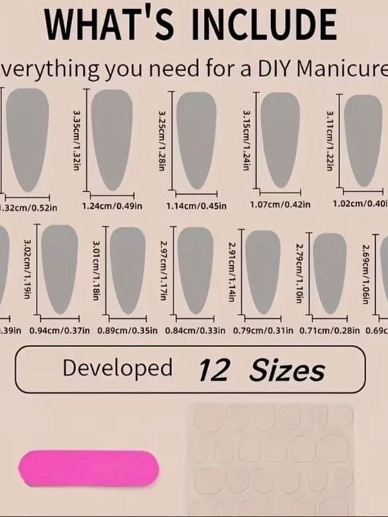 Gradient Stiletto Press-On Nails Set with 12 Sizes for DIY Manicure