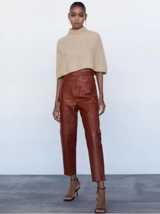 NWT ZARA Neutral Beige Ribbed Poncho Poncho Médium