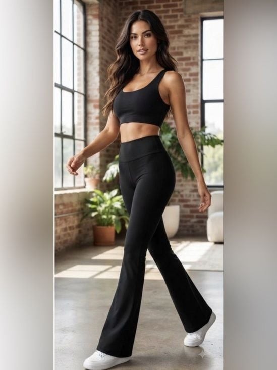 High-Rise Black Sleek Flare Leggings Small