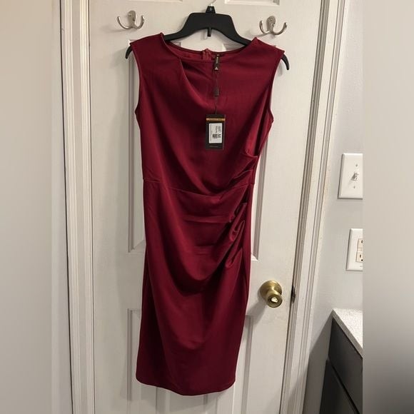 NWT Miusol Burgundy Red Side Rouched Dress Large