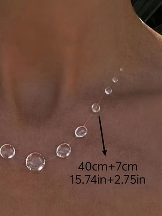 Delicate Clear Crystal Bead Necklace - Women Jewelry