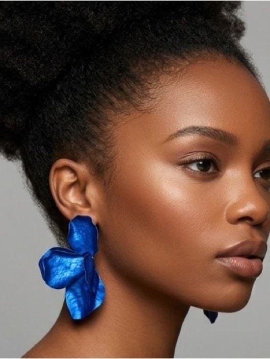Scarlet Elias Statement Blue Petal Earrings - Vibrant Lightweight Floral Drop
