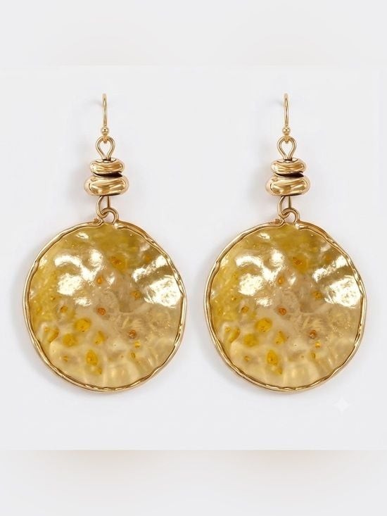 Regal Radiance: Hammered Gold Disc Earrings
