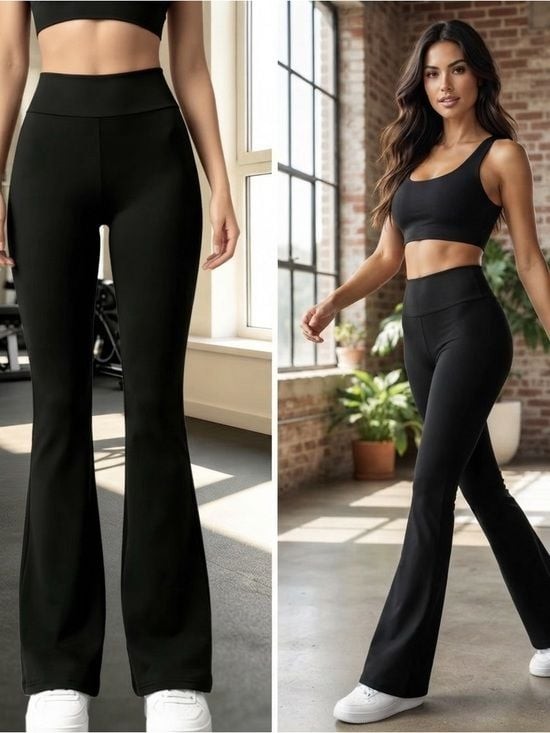High-Rise Black Sleek Flare Leggings Small