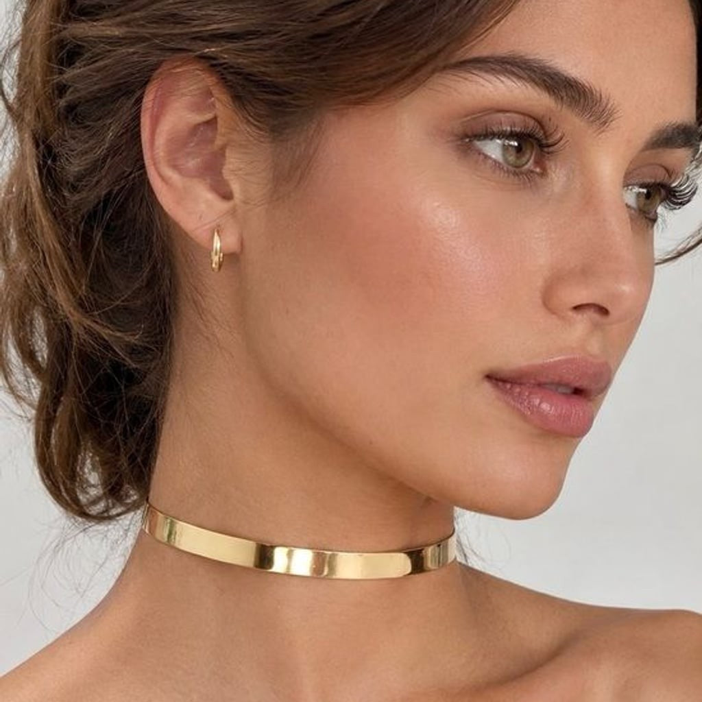Trendy Golden Choker Minimalist Gold Metal Choker Necklace - Women Jewelry