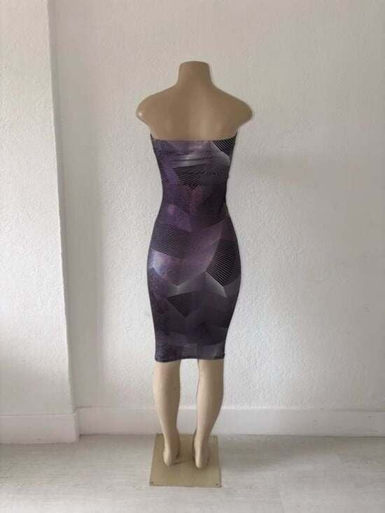 Black Bead Strapless Holographic-Effect Bodycon Dress - Black with Iridescent Me
