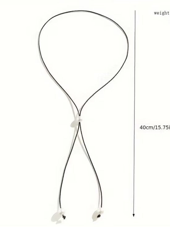 Adjustable Black Cord Pearl Lariat Necklace