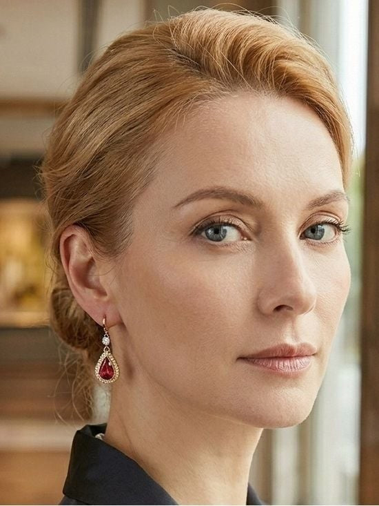 Elegant Red Pear-Cut Crystal Drop Earrings