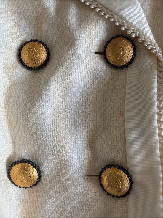 Dior Cream Double-Breasted Blazer with Gold Buttons Size 16 Fits L/XL