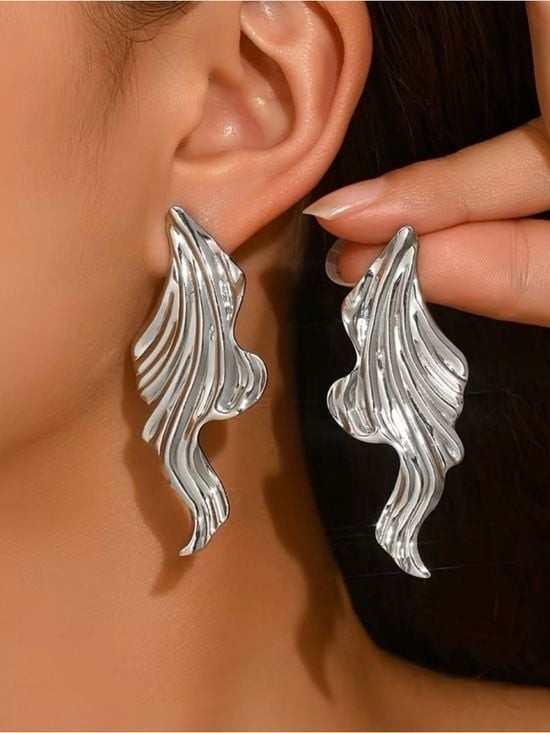 Contemporary Silver Flow Drop Earrings - Women Jewelry