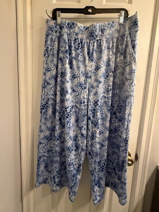 Comfort Code XL Blue & White Abstract Animal Print Lounge Pants w/ Pockets