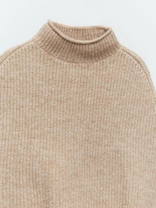 NWT ZARA Neutral Beige Ribbed Poncho Poncho Médium