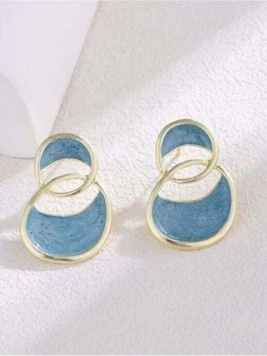 Contemporary Swirl Double Circle Earrings