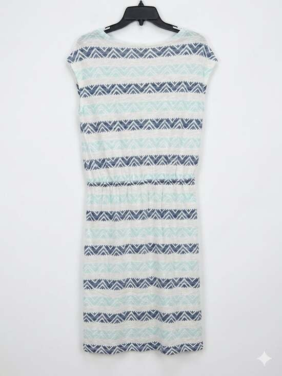 Sonoma Striped Drawstring Midi Dress in Light Blue and Navy Sz Medium
