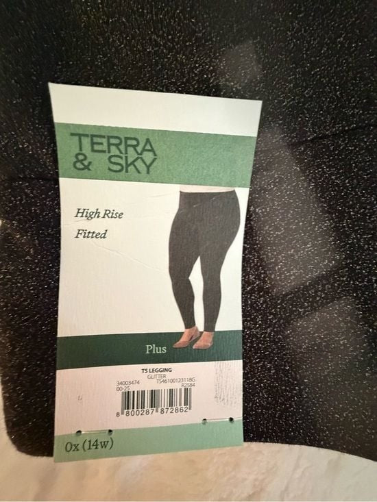 Plus Size Sparkle High-Waist Leggings in Black 14W Terra & Sky