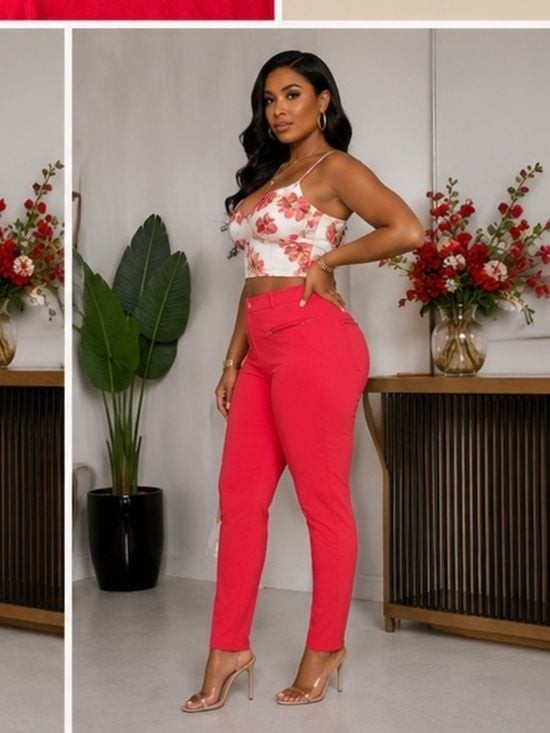 Soho Neon Pink Cropped Slim Ankle Pants Small