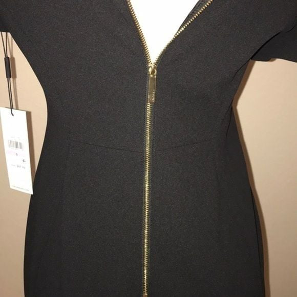 NWT Calvin Klein Classic Black Midi Tulip Sleeve Dress Sz 6